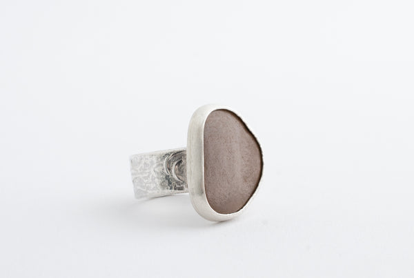 Handmade silver ring with rough nature stone