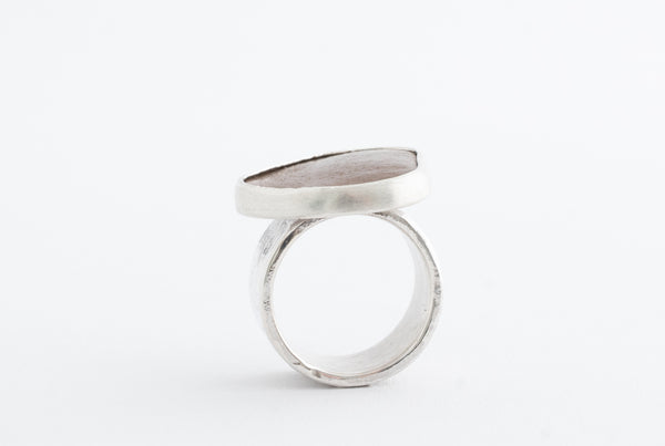 Handmade silver ring with rough nature stone