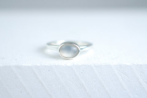 Bezel setting Silver ring with Grey Moonstone