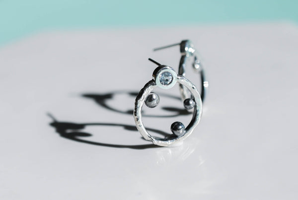 Silver handmade earrings with Aquamarine