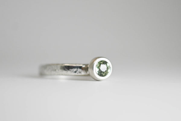 Silver rings with green sapphire "Green Winter"