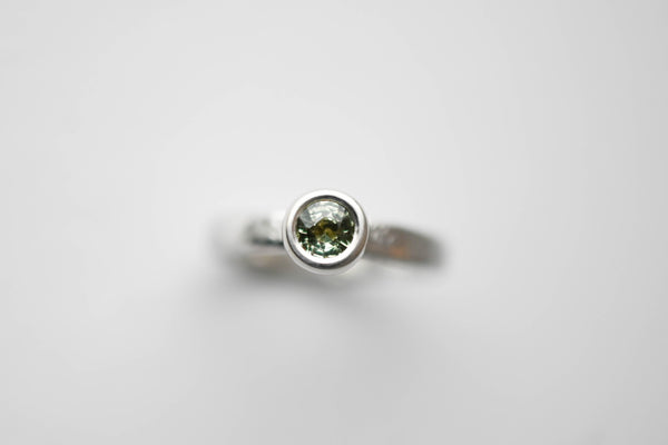 Silver rings with green sapphire "Green Winter"