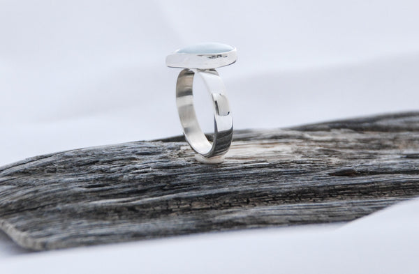 Aquamarine Pear Bezel Sterling Silver ring