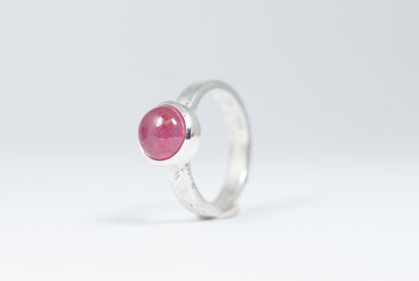 Handmade silver ring with Ruby cabochon