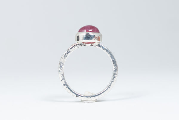 Handmade silver ring with Ruby cabochon
