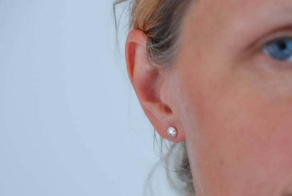 Silver stud earrings. Handmade jewelry