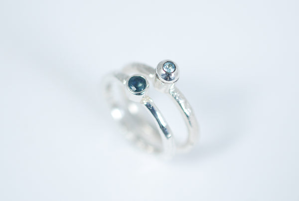 Blue sapphire stacking ring. Designer jewellery.