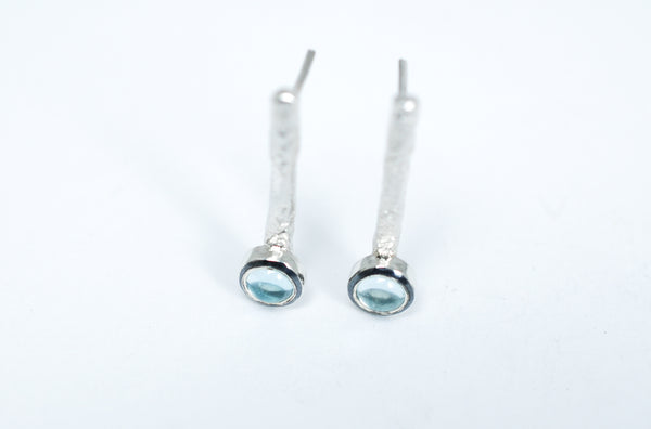 Handmade designer jewellery. Blue topaz earrings.