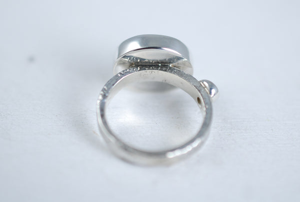 Natural stone silver ring