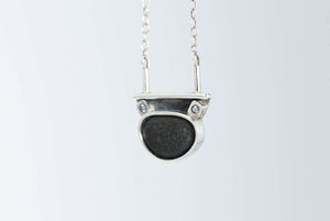 Black stone and zircon necklace "In balance"