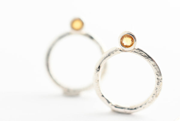 Silver earrings with yellow sapphire