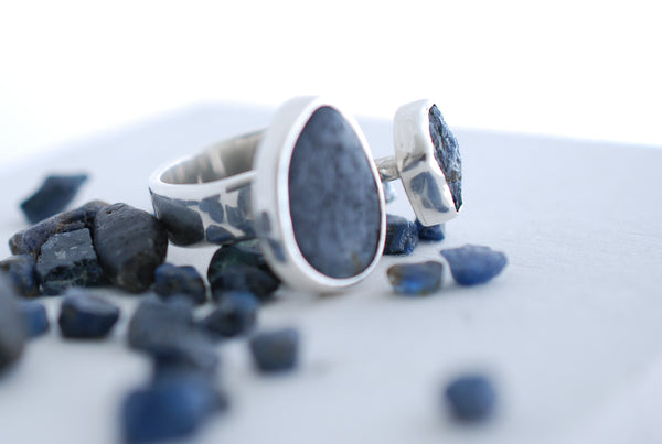 Two stone sapphire silver ring