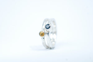 Silver gemstone stacking rings
