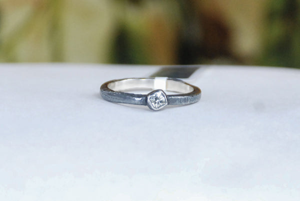 White sapphire stacking silver ring