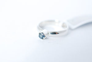 Silver ring with Blue Sapphire. "Queen"