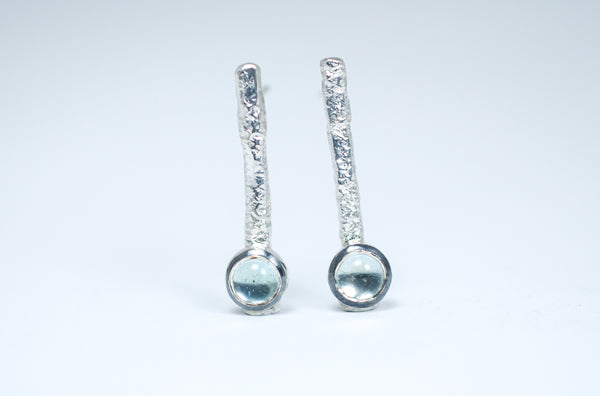 Handmade designer jewellery. Blue topaz earrings.