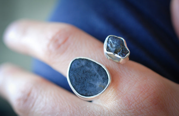 Two stone sapphire silver ring
