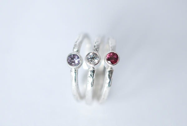 Colourfull jewellery. Stacking silver rings.