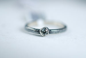 white sapphire stacking silver ring
