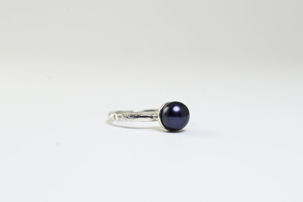 Purple pearl silver sterling ring