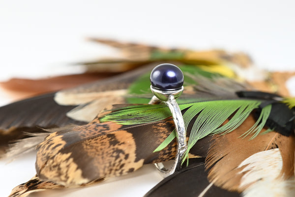 Purple pearl silver sterling ring