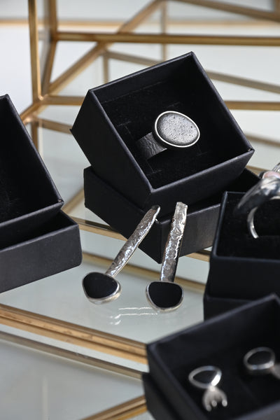 Wide Sterling Silver ring with beach pebble