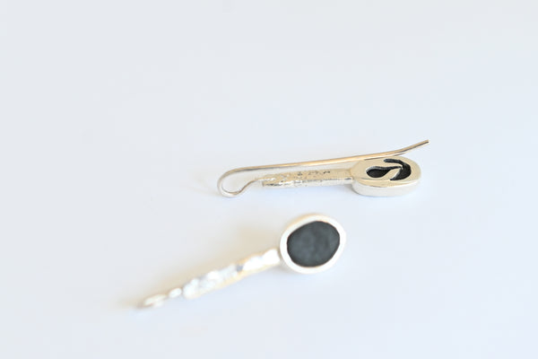 Handmade black seaside pebble earrings