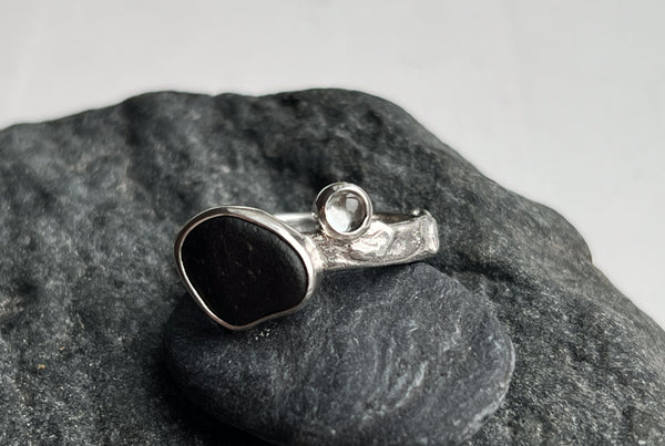 One-of-a-kind silver statement ring "My world"