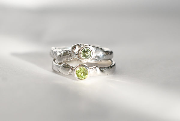 Handmade silver ring with green sapphire gemstone. One of a kind jewellery. 