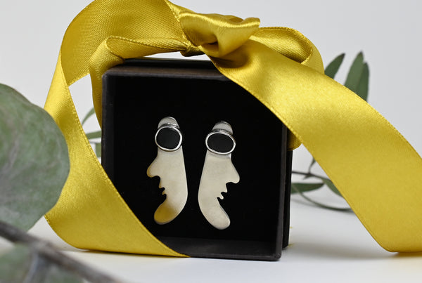 nature collection black seashore stone silver handmade jewellery