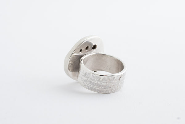 Handmade silver ring with rough nature stone