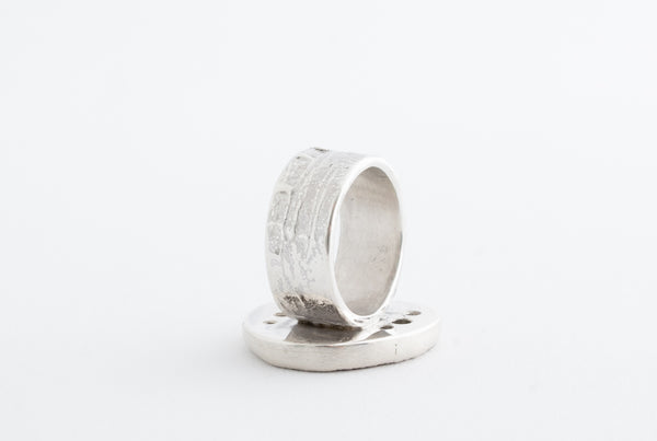 Handmade silver ring with rough nature stone