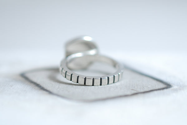 Silver ring with natural black stone