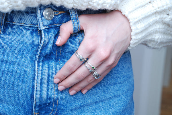 Siver stacking rings set "Nature Flight"