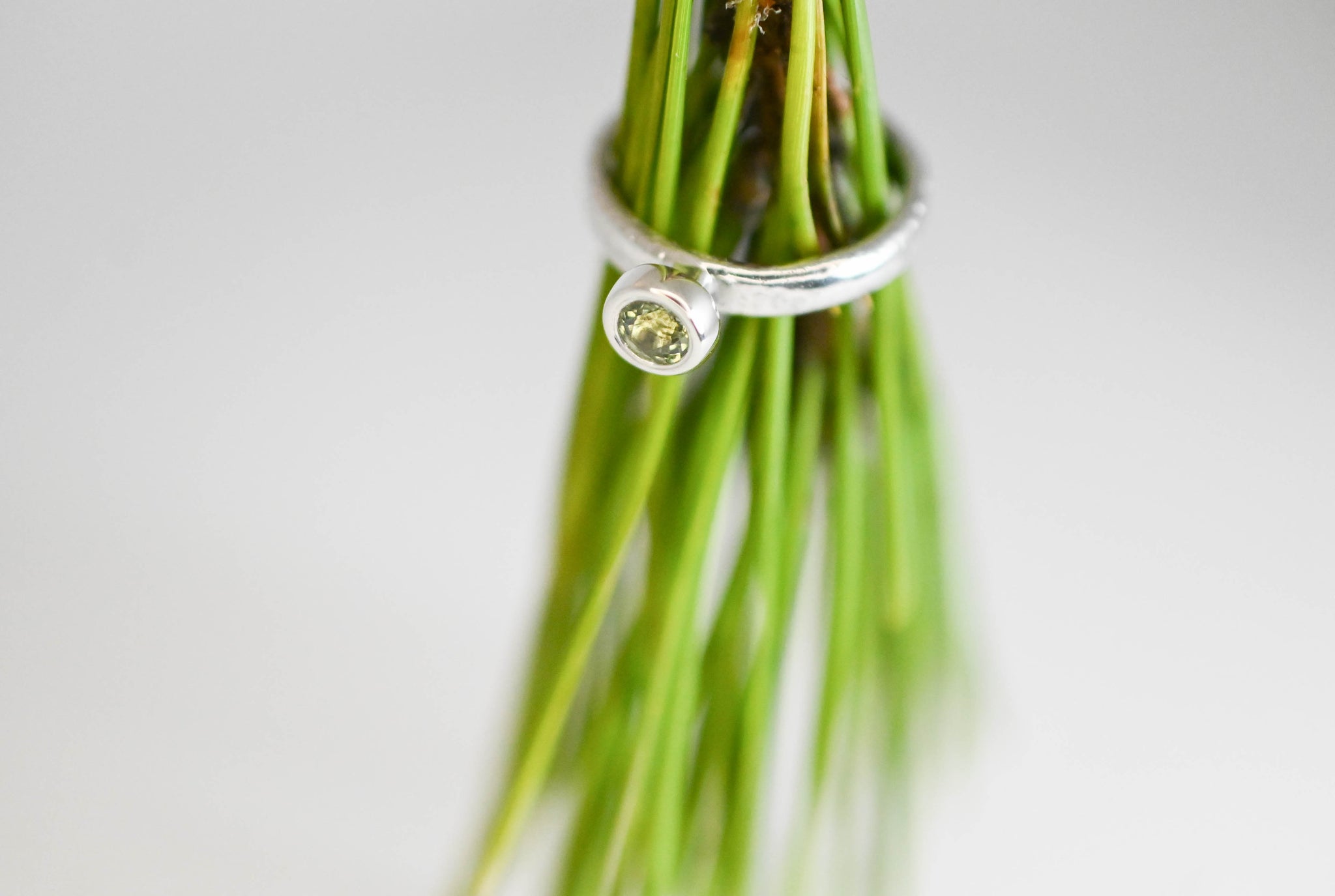 Silver rings with green sapphire "Green Winter"