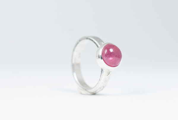 Handmade silver ring with Ruby cabochon