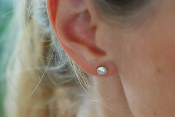 Silver stud earrings. Handmade jewelry