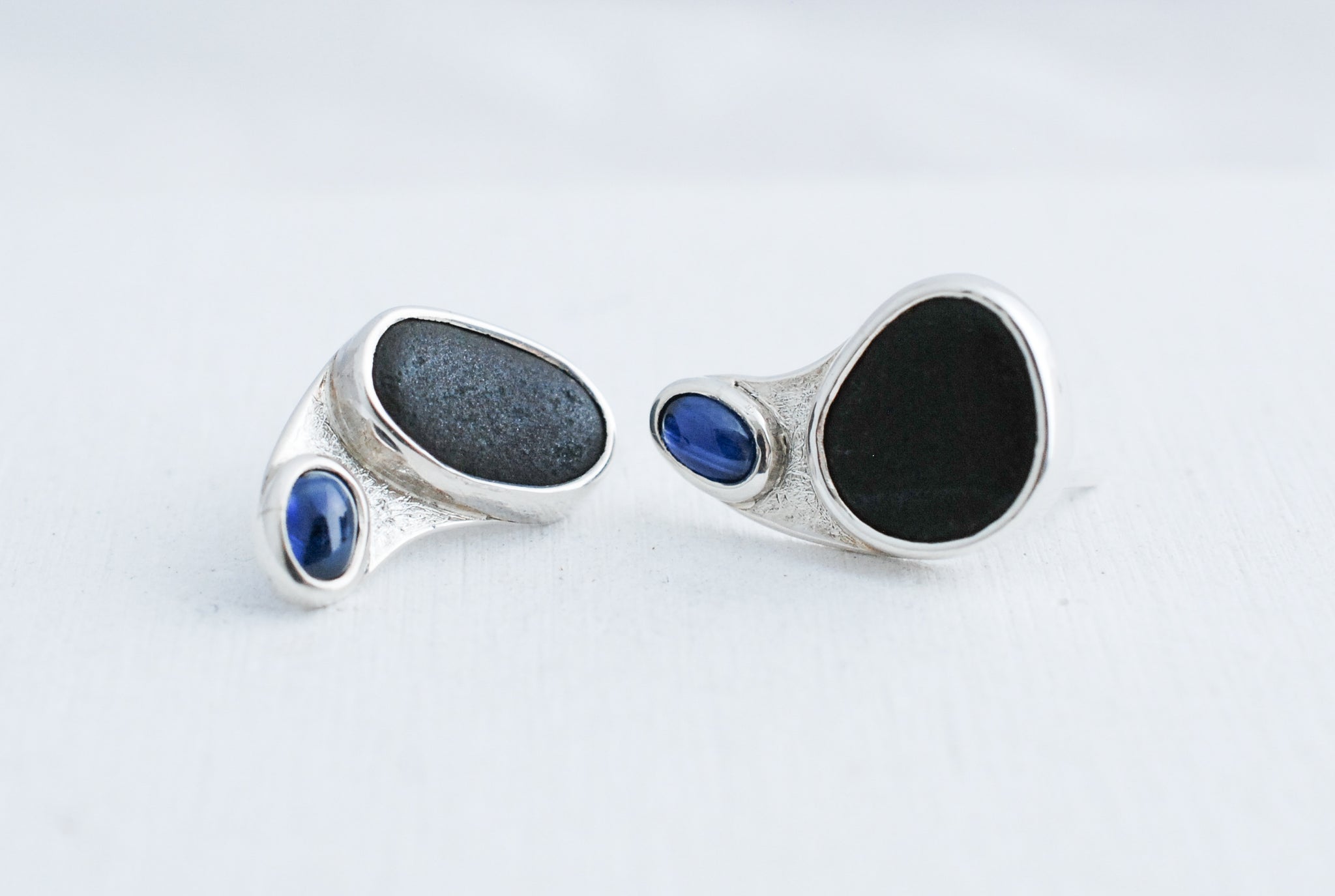 Silver stud earrings "Night sky"