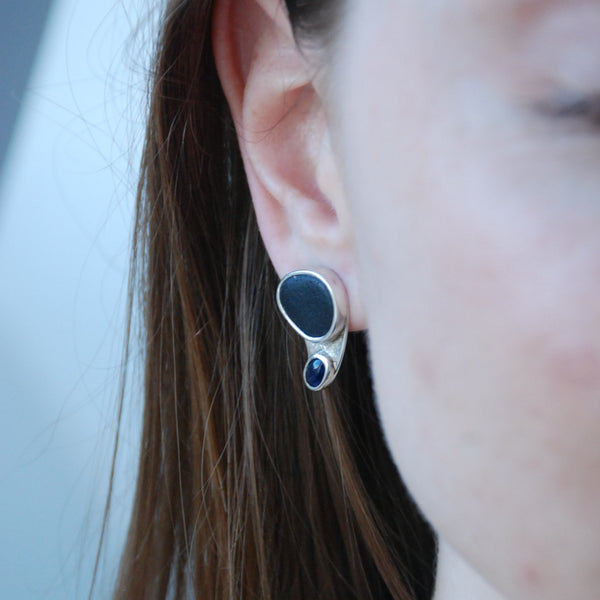 Silver stud earrings "Night sky"