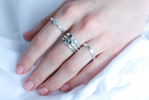 Silver ring with Blue Sapphire. "Queen"