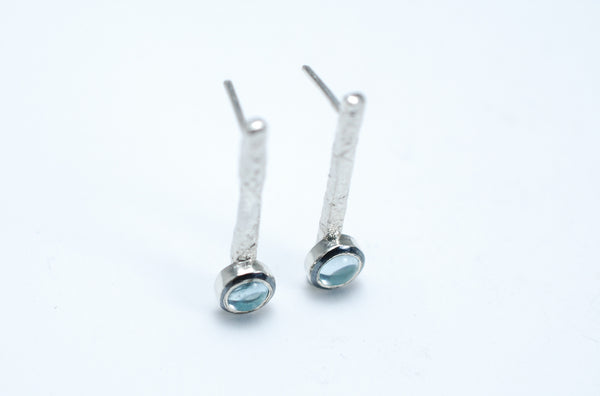 Handmade designer jewellery. Blue topaz earrings.
