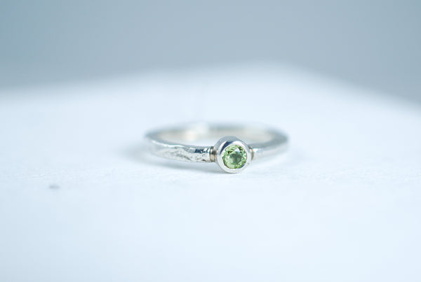 Silver stacking ring with Green Peridot