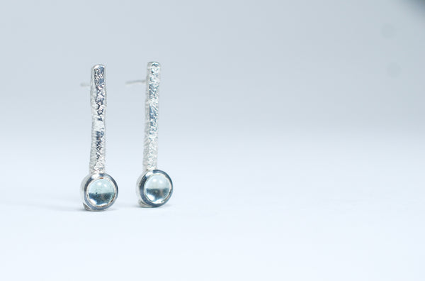 Handmade designer jewellery. Blue topaz earrings.