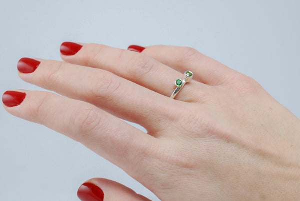 Two green stone designer ring
