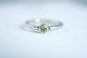 Silver stacking ring with Green Peridot