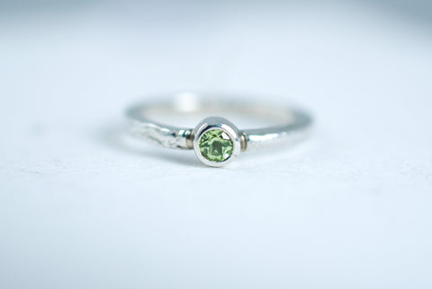 Silver stacking ring with Green Peridot