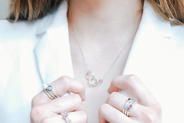 Silver chain necklace "Bond with each other"