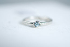 Aquamarine Bezel setting silver stacking ring