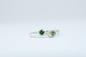 Two green stone designer ring