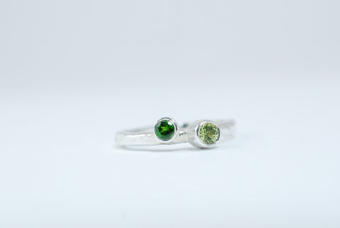 Two green stone designer ring